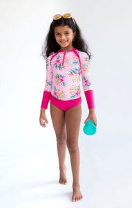 Long Sleeve Rash Guard Set - Tropical Hibiscus