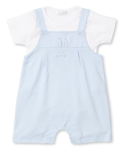 Gingham Bunnies Short Overall Set Mix - Light Blue/White