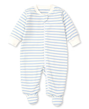 Load image into Gallery viewer, Basics Stripes Footie w/ Zip STR - Blue