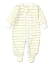 Load image into Gallery viewer, Basics Stripes Footie w/ Zip STR - Green