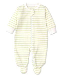 Basics Stripes Footie w/ Zip STR - Green