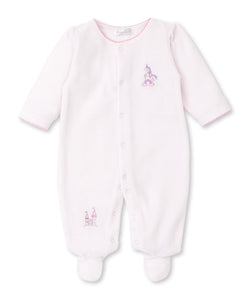 Unicorn Fairyland Velour Footie - Pink