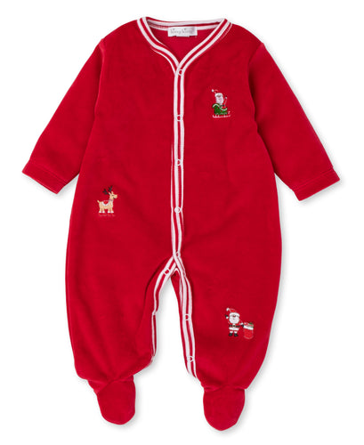 Jingle All The Way Velour Footie - Red