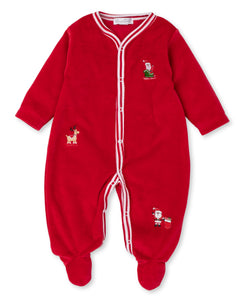 Jingle All The Way Velour Footie - Red