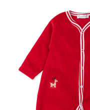 Load image into Gallery viewer, Jingle All The Way Velour Footie - Red