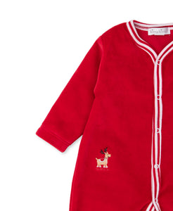 Jingle All The Way Velour Footie - Red