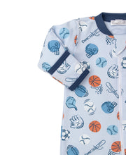 Load image into Gallery viewer, PJs Super Sports Footie w/ Zip PRT - Multi Blue
