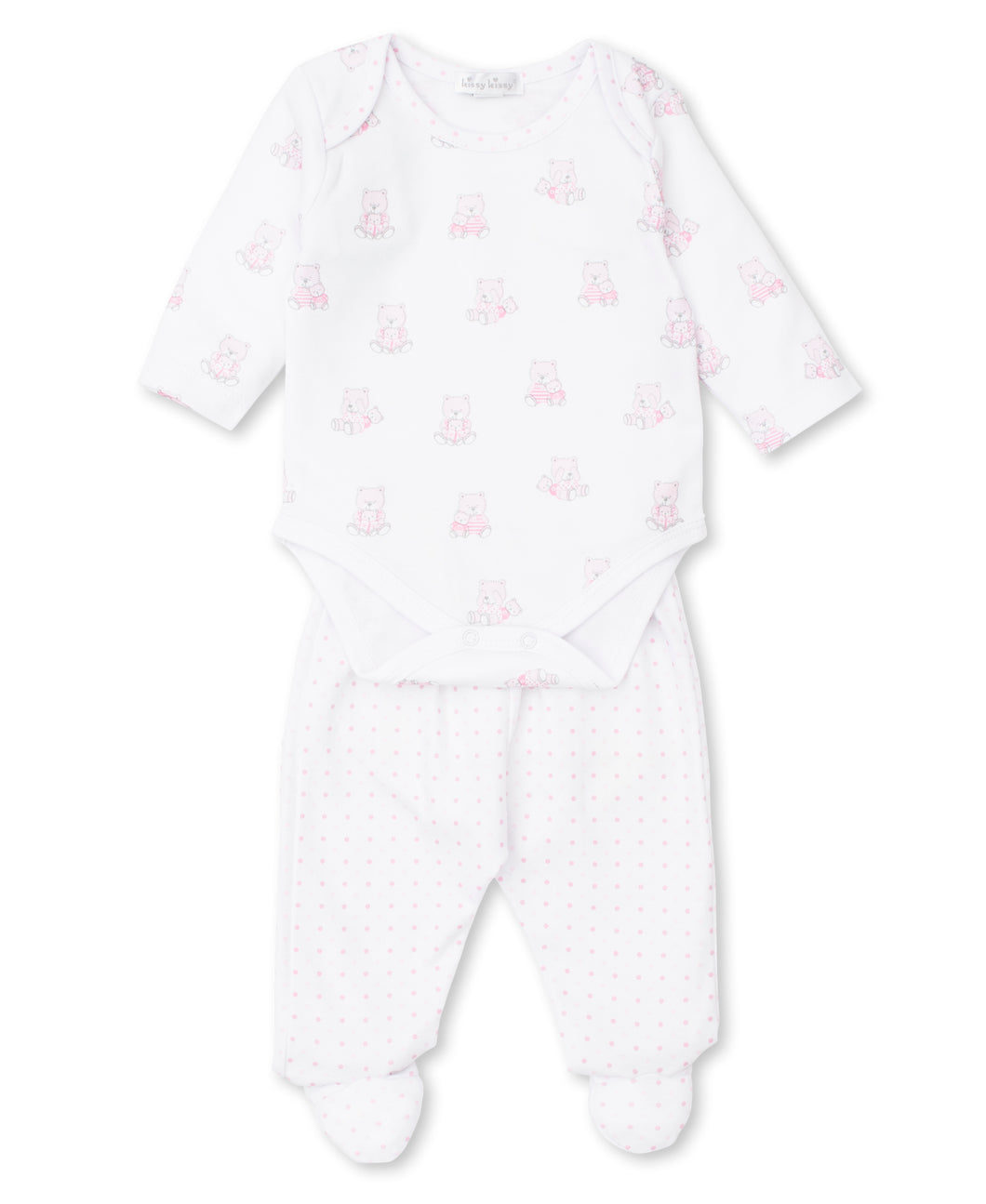 Bear Snuggles Footed Pant Set Mix - Pink