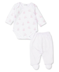 Bear Snuggles Footed Pant Set Mix - Pink