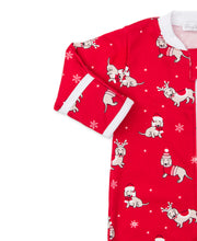 Load image into Gallery viewer, PJs Dachshunds Through The  Snow Footie w/ Zip PRT - Red