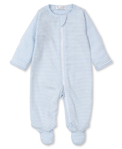 Classic Rib Footie w/ Zip STR - Light Blue
