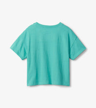 Load image into Gallery viewer, Shooting Heart Front Pocket Boxy Tee - BLUE TURQUOISE