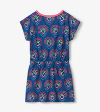 Load image into Gallery viewer, Rainbow Hearts Cinched Waist Dress - BLUE QUARTZ