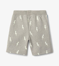 Load image into Gallery viewer, Thunder Bolts Glow in the Dark Terry Shorts - Light Grey Melange