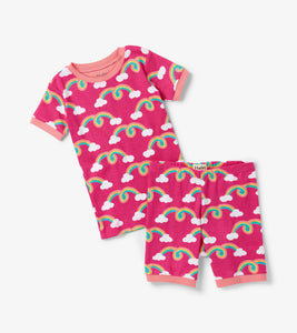 Rainbow Arch Short Pajama Set - Fuchsia Pink