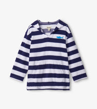 Load image into Gallery viewer, Nautical Stripes Terry Pull Over Hoodie - Patriot Blue