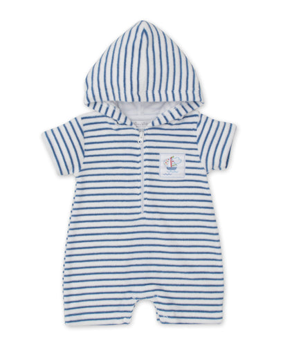 Boats at Sea Terry Romper STR - Blue
