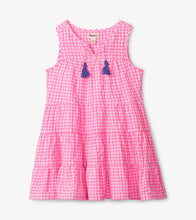 Load image into Gallery viewer, Pink Gingham Tiered Dress - Neon Pink