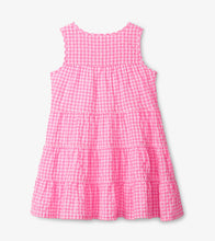 Load image into Gallery viewer, Pink Gingham Tiered Dress - Neon Pink