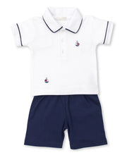 Load image into Gallery viewer, SCE Summer Sails Bermuda Set w/ Hand Emb - White/Navy
