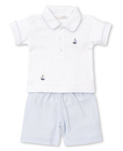 Load image into Gallery viewer, SCE Summer Sails Bermuda Set w/ Hand Emb - White/Lt Blue