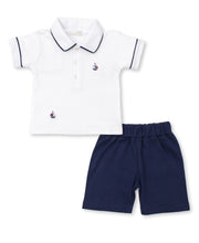 Load image into Gallery viewer, SCE Summer Sails Bermuda Set w/ Hand Emb - White/Navy