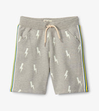 Load image into Gallery viewer, Thunder Bolts Glow in the Dark Terry Shorts - Light Grey Melange