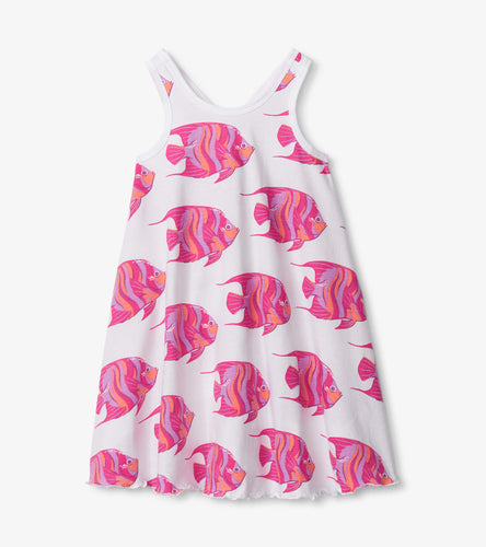 Angel Fish Trapeze Dress - White