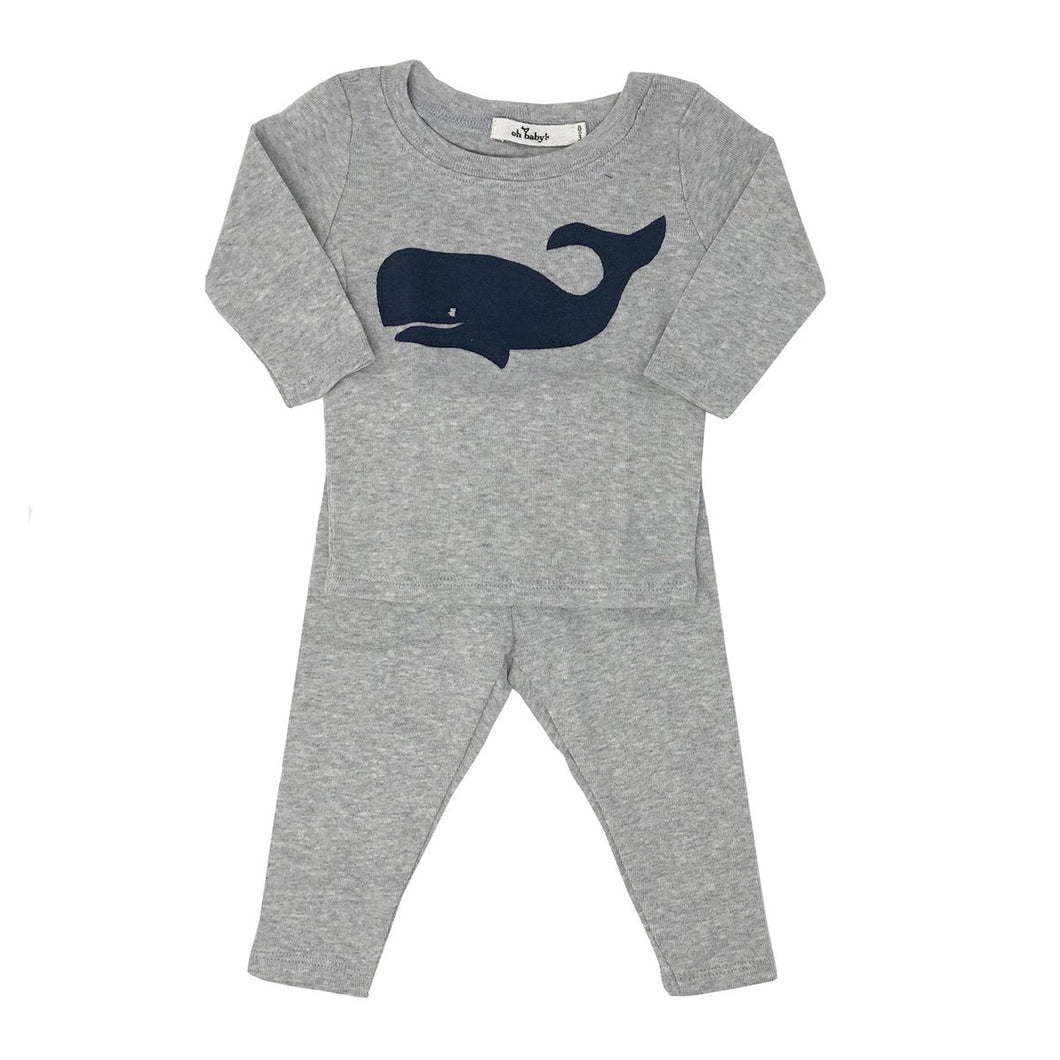 oh baby! Two Piece Set - Whale Navy - Pebble Gray